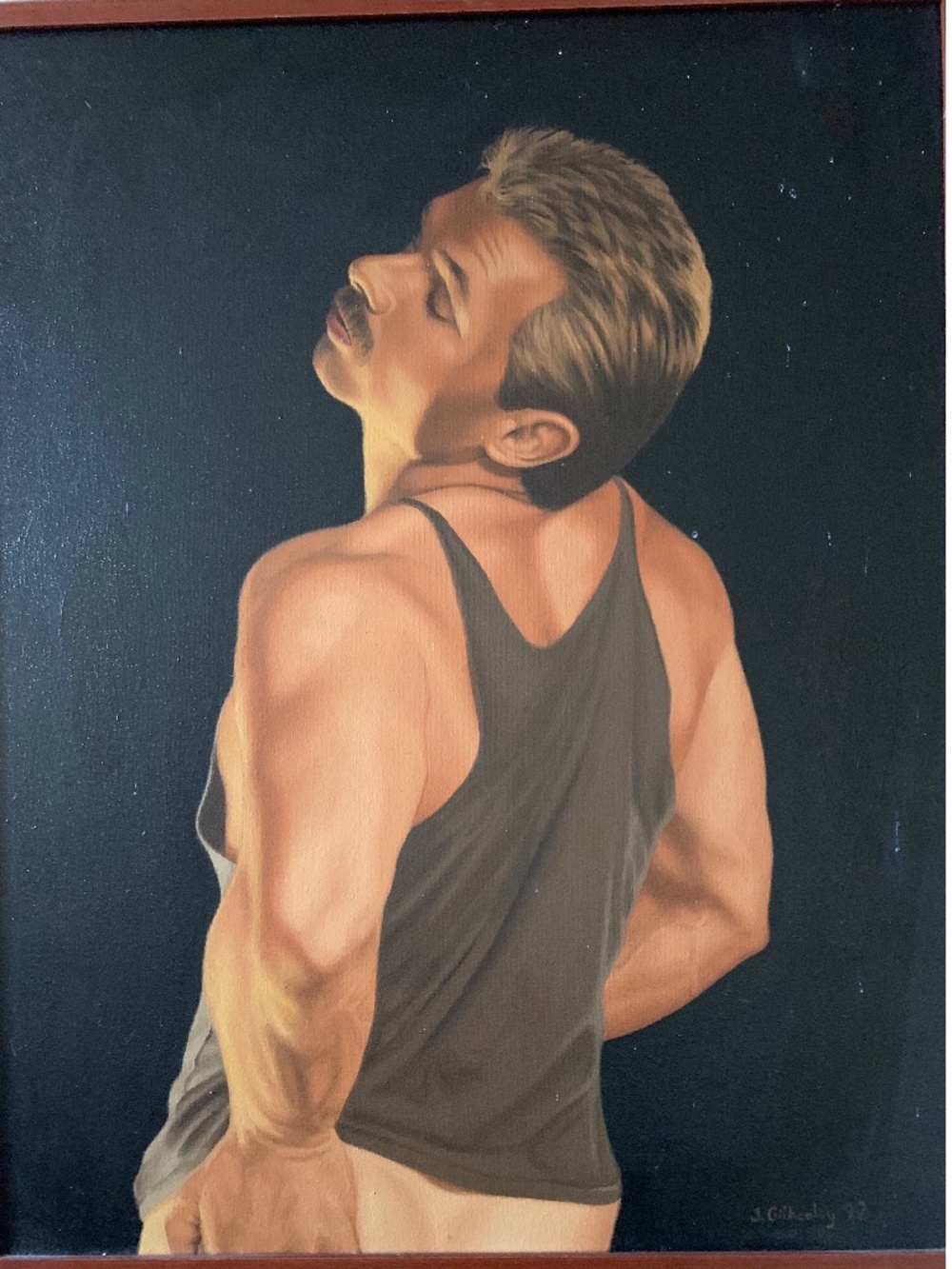 Man in Tank Top 1992 By Joe Gilhooley 28 x 23" Acrylic on canvas Framed